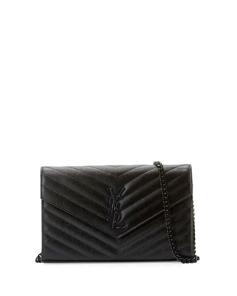 saint laurent monogram ysl matelasse leather wallet-on-chain black|Cassandre matelassé leather wallet on chain in black .